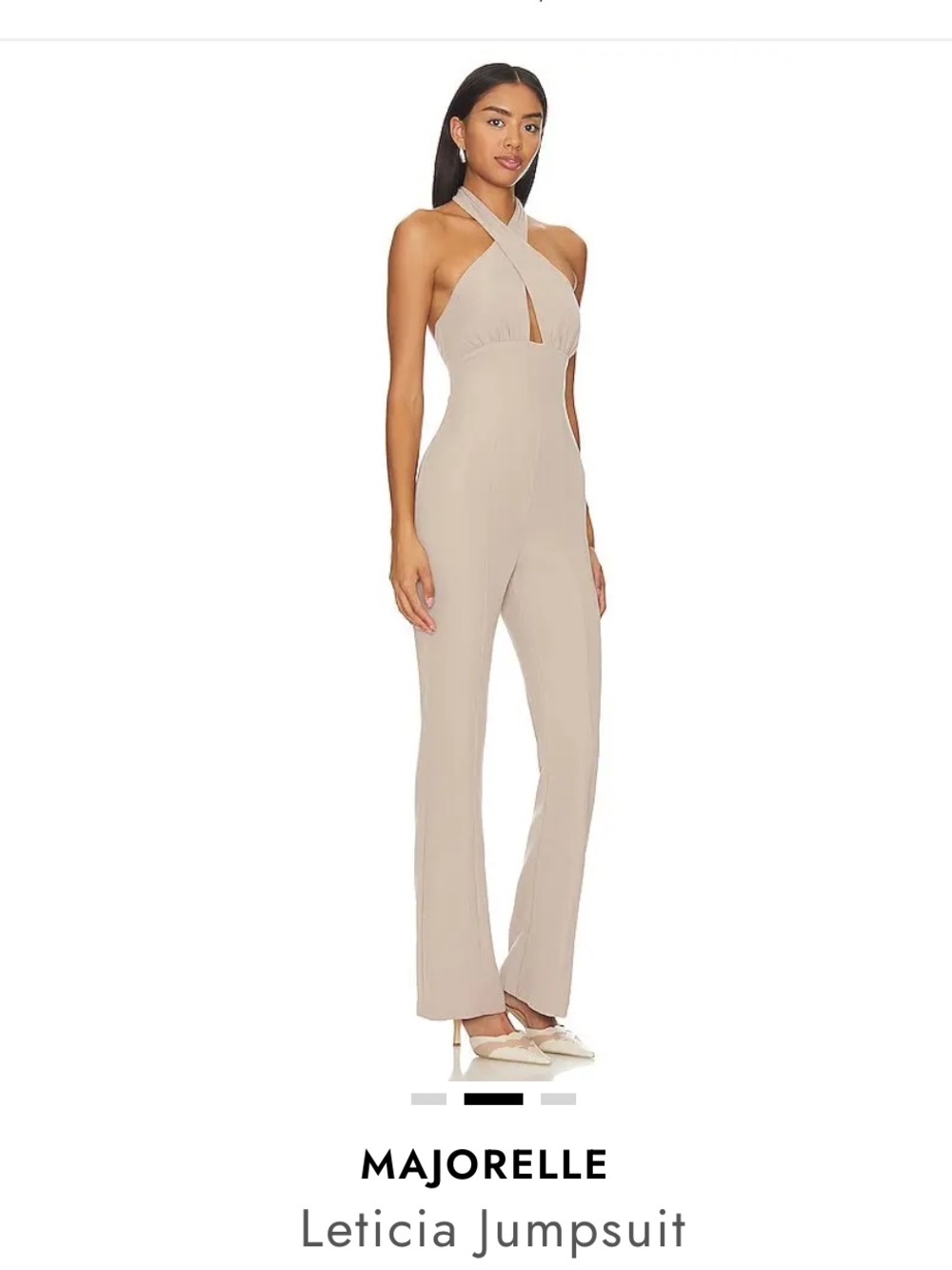 MAJORELLE Leticia Halter Jumpsuit in Taupe
